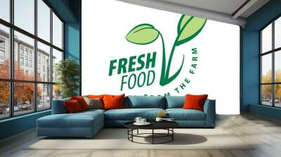 Logo fresh food from the farm. Vector illustration on white background Wall mural