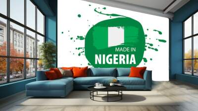 Nigeria flag, vector illustration on a white background. Wall mural