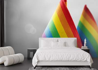 Small national flags of the lgbt on a light blurry background Wall mural