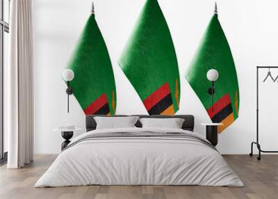 Small national flags of the Zambia on a white background Wall mural