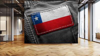 Tag on dark clothing in the form of the flag of the Chile Wall mural