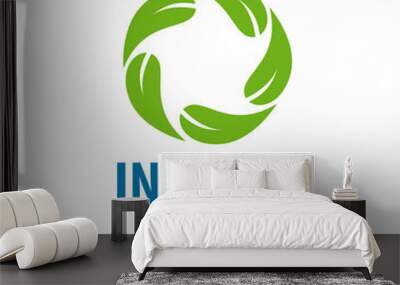 vector logo green leaves around Wall mural