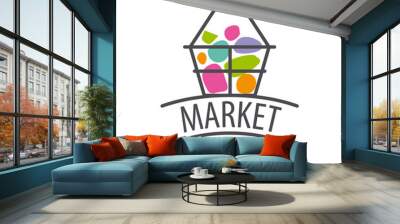 Vector recycle logo with the product for the market Wall mural