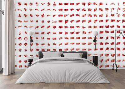 very big collection of vector flags of the Trinidad and Tobago Wall mural