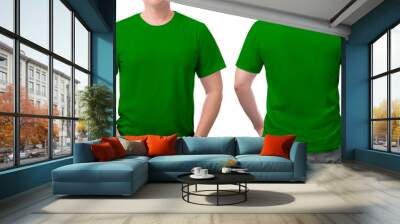 close up blue t-shirt cotton man pattern isolated on white. Wall mural