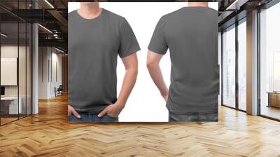 close up grey t-shirt cotton man pattern isolated on white. Wall mural