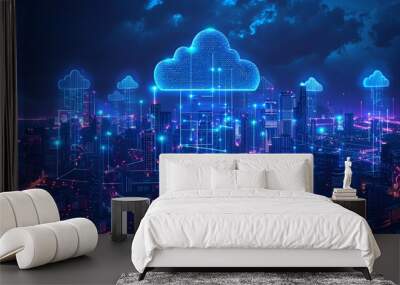 5G wireless network, high speed internet, cloud computing or connect diagram technology, Data storage Wall mural