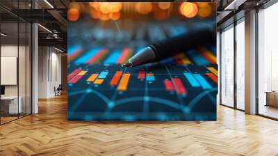 Business audit stock financial finance management on analysis data strategy with graph accounting marketing or report chart economy investment research profit concept. Wall mural