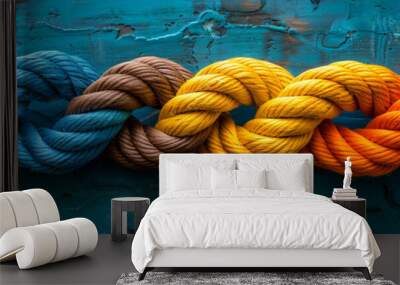 Group rope assorted strength associate organization together collaboration solidarity impart support. Wall mural