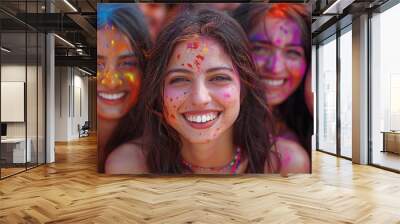 Holi, the Indian festival of colors; is animated, vivid, and very little blurred. Wall mural