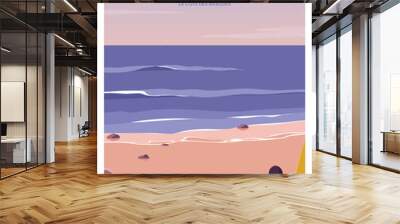 Panoramic view
sunset in Biarritz, France. view coastline with sand beaches and wave. Holidays in France. vector illustration with colored style for poster, postcard, card, art print. Wall mural