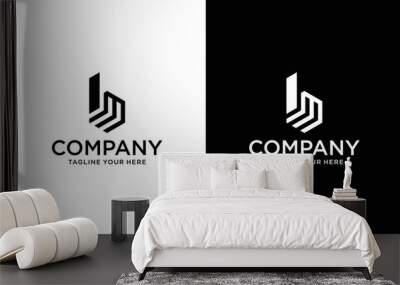 initial letter bm linked lowercase monogram logo black on a black and white background. Wall mural