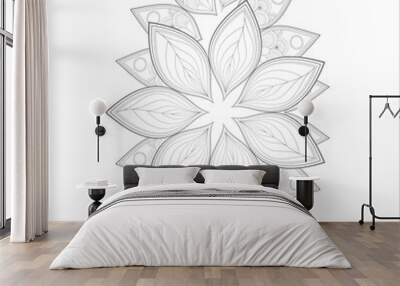 coloring page. Doodle flowers in black and white pleasing for adults' coloring page. pleasing decorative flower of Coloring book page for adult Black outline and white background Wall mural