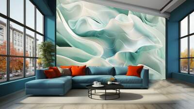 a poetic marriage of mint green and seafoam blue abstract shape Wall mural