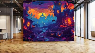 abstract and colorful beautiful illustration of halloween Wall mural