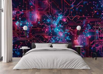 Abstract circuit cyberspace design Wall mural