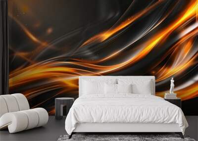 Black and orange modern abstract background with yellow Wall mural