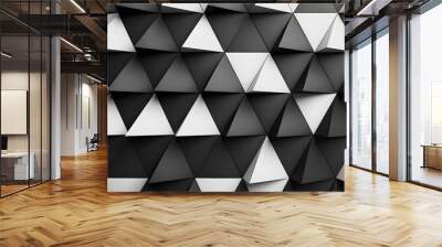 Black Triangles on White Background Abstract Image Text Wall mural