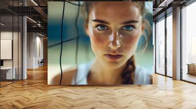 Close-up of a female volleyball player shows her focus Wall mural