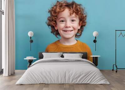 Portrait of cute small school kid smile empty space wear Wall mural