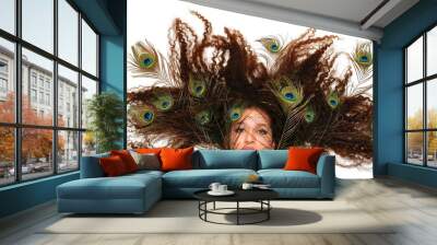 crazy peacock hair Wall mural