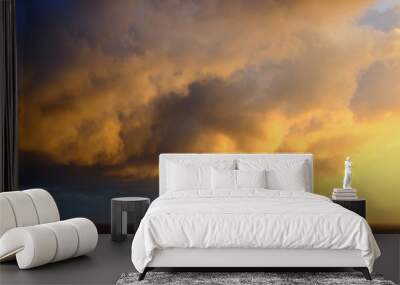 Storm Front Into Sunrise Over Ocean Wall mural