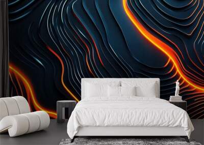 Dynamic abstract design featuring vibrant pink and blue light streaks on a dark background at night Wall mural