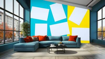 forms white to yellow and blue background, bright colours, empty space for text Wall mural