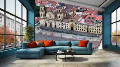 Plaza De Bolivar At Bogota In Cundinamarca Colombia. Downtown Cityscape. Financial District Background. Bogota At Cundinamarca Colombia. High Rise Buildings. Business Traffic. Wall mural