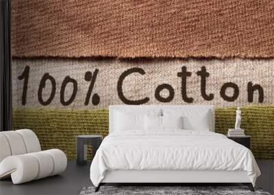 Cotton fabric textile with text, background texture Wall mural