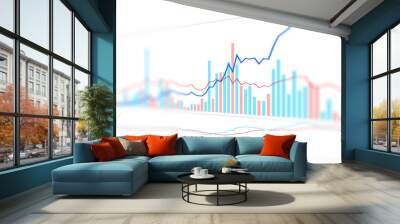 Graph chart of stock market investment with indicator Wall mural