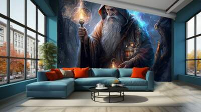 Legendary wizard merlin. A magical and fantasy environment. Created with Generative AI technology. Wall mural