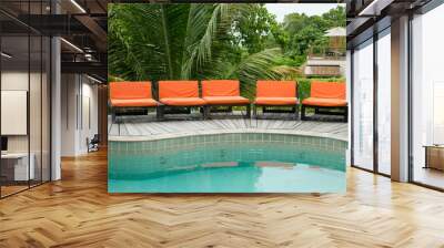 Beach chairs near the pool Wall mural