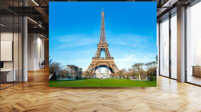 Beautiful view of famous Eiffel Tower in Paris, France. Paris Best Destinations in Europe. Wall mural