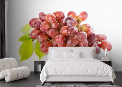 Red grapes isolated on white background Wall mural