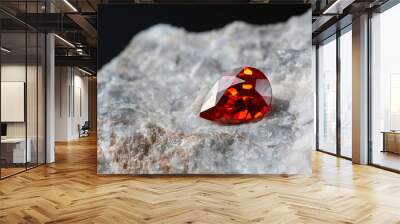 Red Ruby gemstone on stone background, close up shot Wall mural