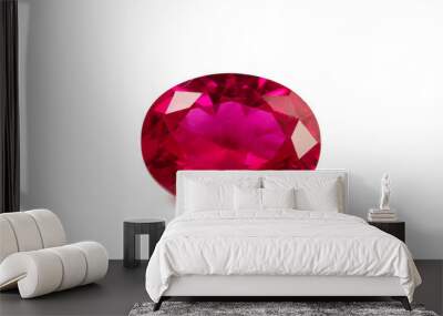 Red Ruby gemstone Round CutOval Cut on white background, close up shot Wall mural