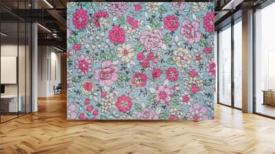 Vintage floral fabric background Wall mural