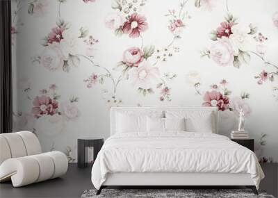 Vintage floral fabric Wall mural