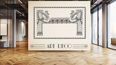 Vector art deco frame with peacock Wall mural