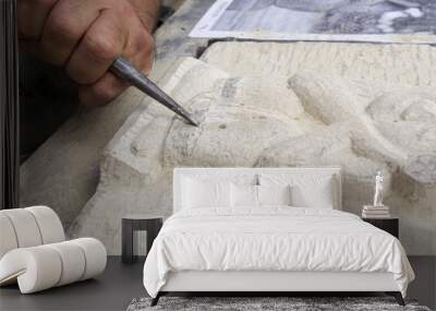 Man carving stone Wall mural