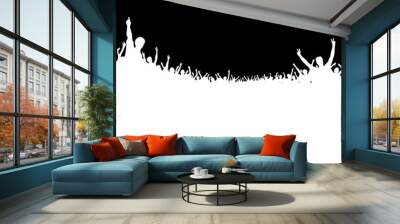 black and white background silhouette crowd Wall mural