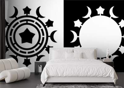 ornament star and moon circle Wall mural