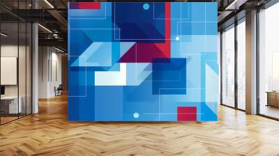 abstract geometric shape blue background Wall mural