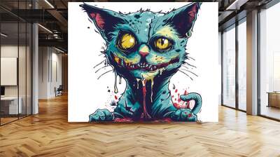 zombie cat head slime monster illustration Wall mural