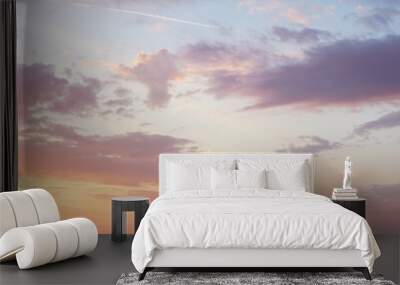 Vibrant color panoramic sun rise and sun set sky with cloud on a cloudy day. Wall mural