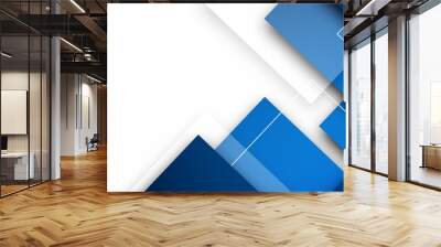 illustration of a bright blue geometric modern square design template Wall mural