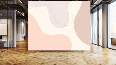 Beautiful pastel social media banner template with minimal abstract organic shapes composition in trendy contemporary collage style Wall mural