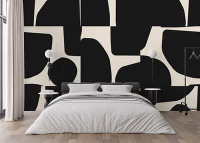 Cute trendy seamless pattern with abstract paper cut elements shape Wall mural