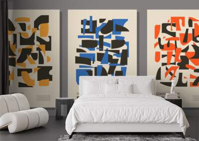 Set minimalist wall art posters with abstract shapes contemporary style collage Wall mural